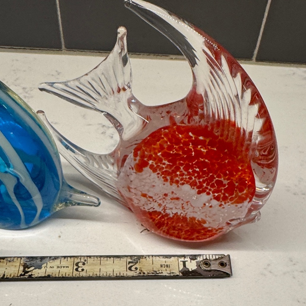 Vintage Glass Fish Decor in Blue and Red - Picture 6 of 12